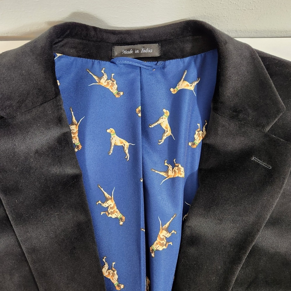 Lauren Ralph Lauren Black Velvet Sport Coat Blazer Size 48R Dog Lining Soft Luxe - Picture 8 of 12